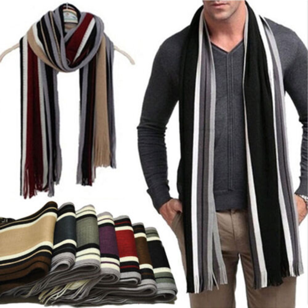 Muffler Men Wool - Kaszmirowy męski szalik w paski Moda