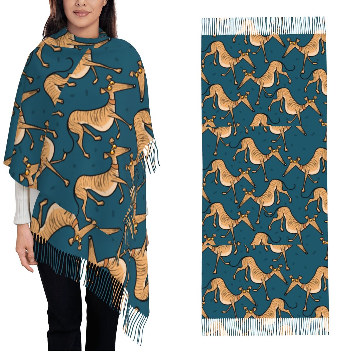Pashmina Wrap Large - Szaliki damskie z motywem psów: Greyhound,