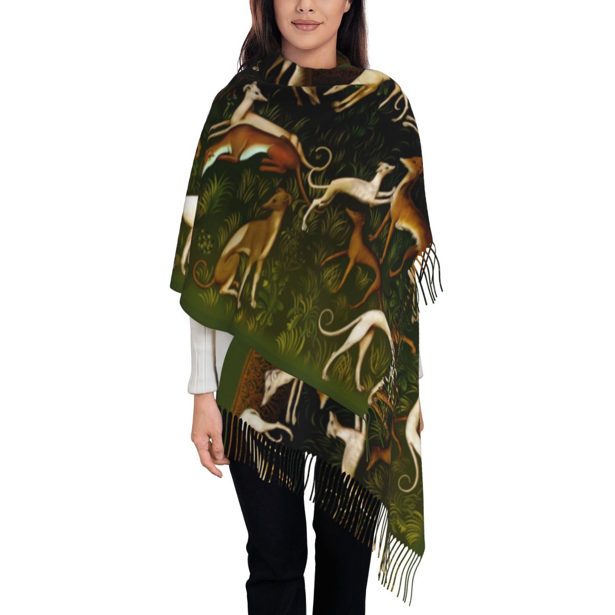 Szal damski z motywem chartów, – Pashmina Wrap Large recenzja i cena