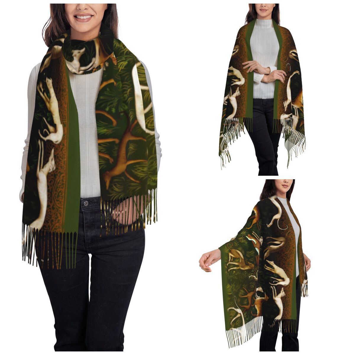 Szal damski z motywem chartów, – Pashmina Wrap Large recenzja i cena