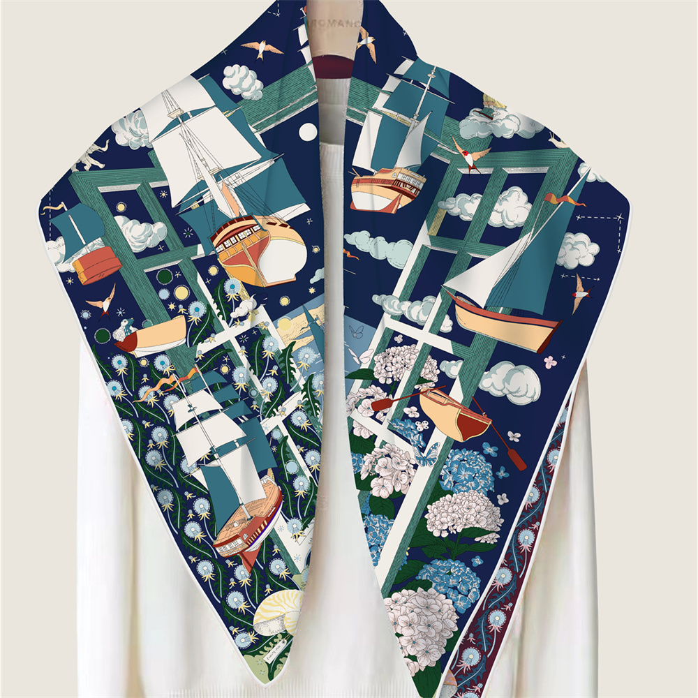 Jedwabne szale markowe 90 cm,  – Scarf Silk Square recenzja i cena
