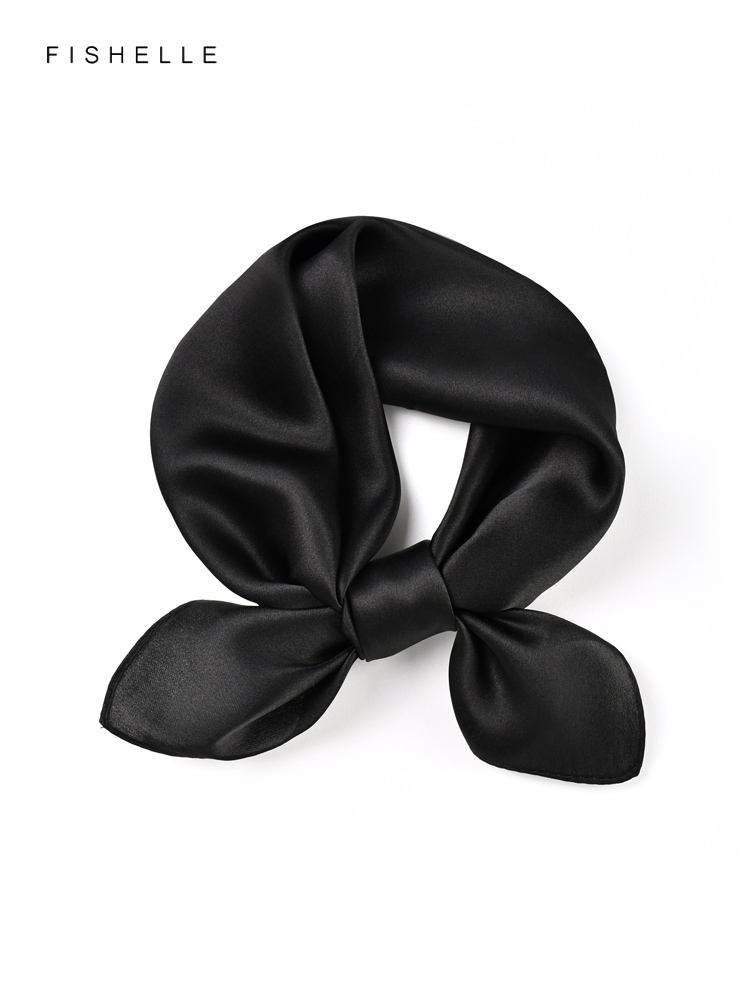 Jednolity kolor czarny czysty  – Scarf Silk Square recenzja i cena